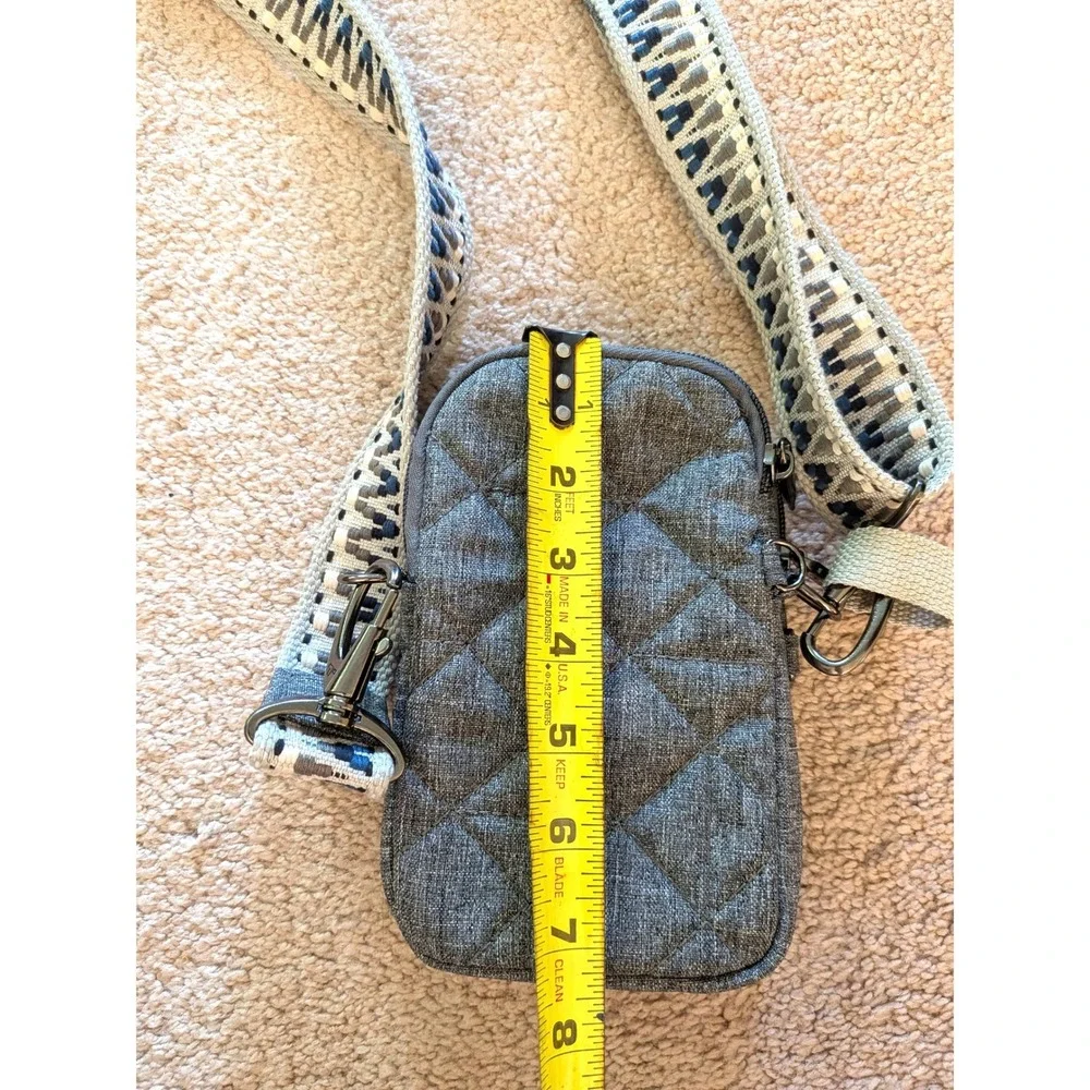 Travelon Anti-Theft Quilted Phone Crossbody Bag Gray RFID Blocking 43621-52T